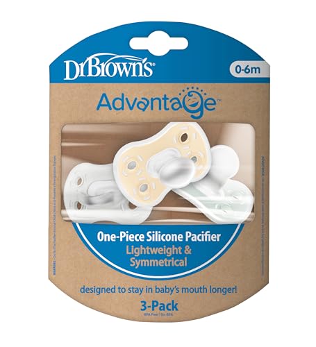Dr. Brown's Advantage One-Piece Silicone Baby Pacifier, 0-6m, 3-Pack - image 2