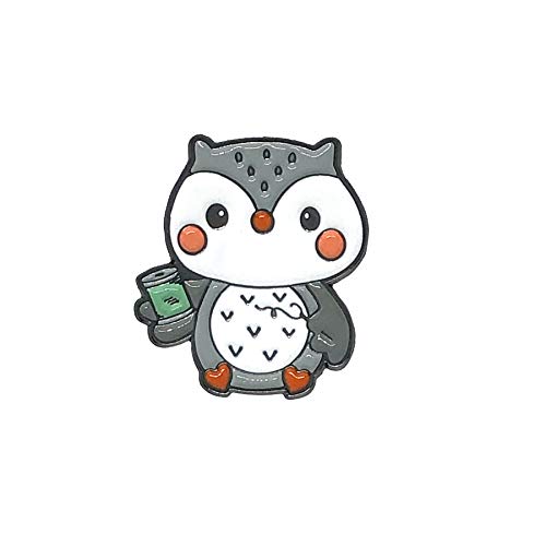 Cute Grey Owl Enamel Needle Minder