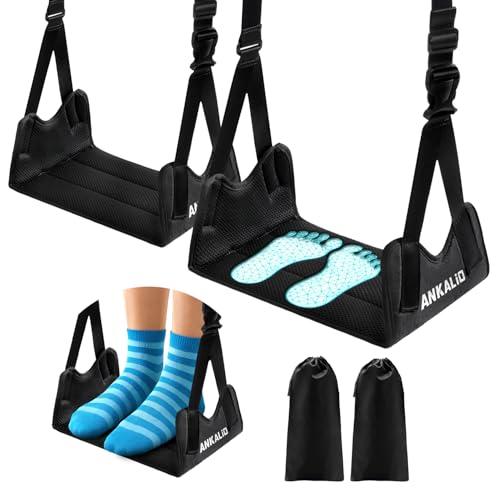 2-Pack-No-Collapse-Airplane-Foot-HammockAdjustable-Foot-Hammock-for-Plane-Travel-with-Thick-Bamboo-Base-Lightweight-Travel-Footrest-for-Office-FlightsBlack 2 Pack No-Collapse Airplane Foot Hammock–Adjustable Foot Hammock for Plane Travel with Thick Bamboo Base, Lightweight Travel Footrest for Office, Flights(Black) - Image 1