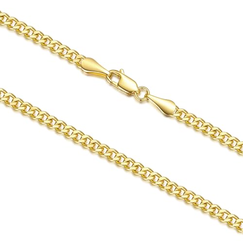 3mm 14K Gold Chain for Women Gold Necklace for Women Cuban Link Chain for Men Golden Jewelry for Men 14K Timeless Heritage, Modern Edge Waterproof Golden Necklace 16,18,20,22,24IN2