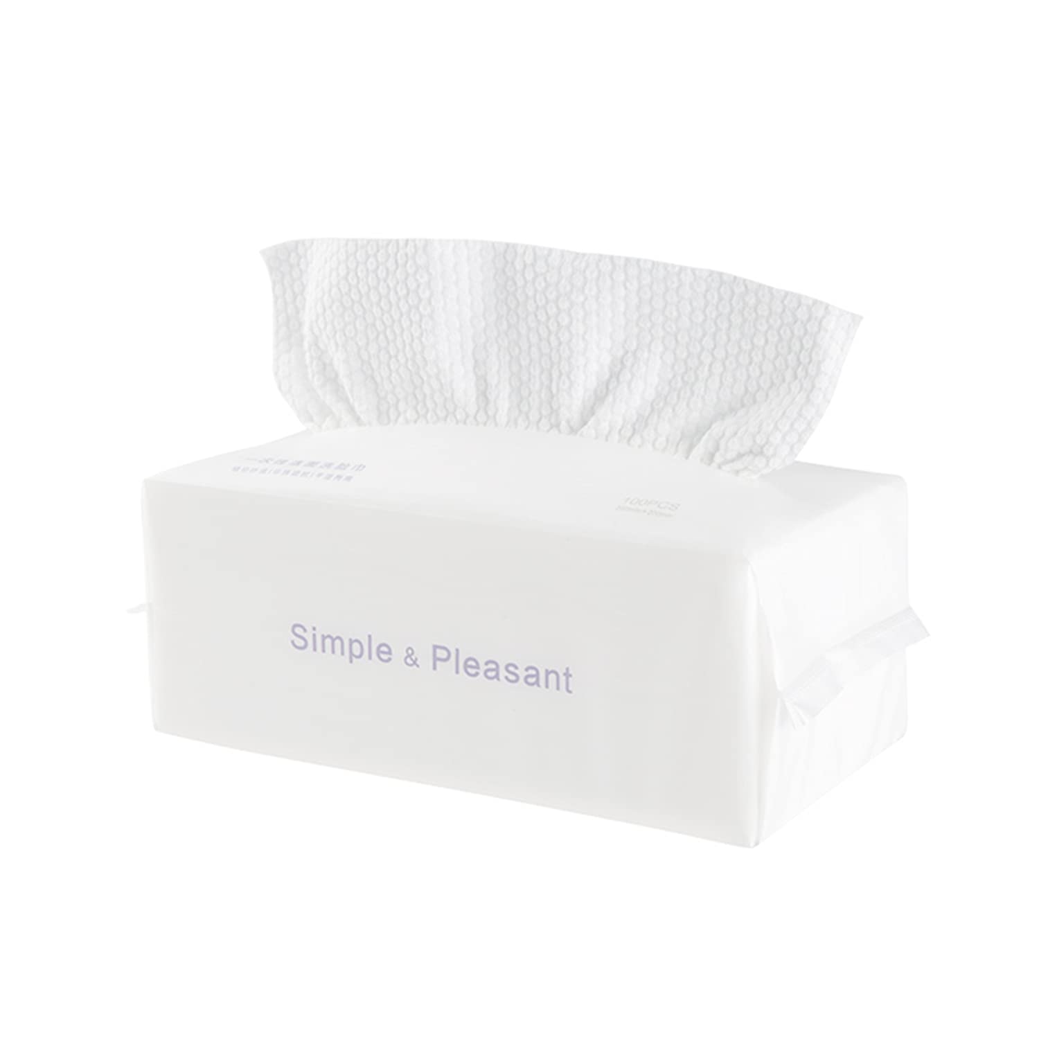 Disposable Thick 100% Cotton Face Towel Make up Soft Removing Wipes Dry Cleanser Towelettes for Skin Care 100 Counts (1 Pack)