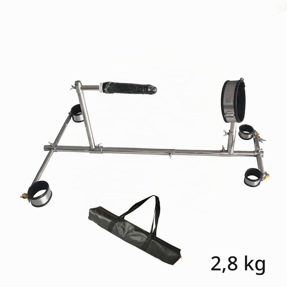Gogna da Pavimento Bondage con Dildo, Manette & Cavigliere BDSM | Gogna in metallo con collare di contenzione – ideale per feticismo SM, mobili erotici e roleplay Dom/Sub in coppia