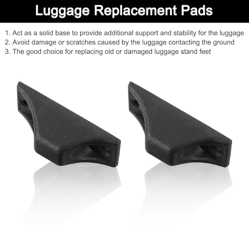 uxcell 4Pcs Luggage Replacement Pads, Plastic Luggage Stand Feet Stud, Suitcase and Travel Gear Bottom Side Accessories with with Screws, Nuts and Washers, Black (60x28x20mm)4