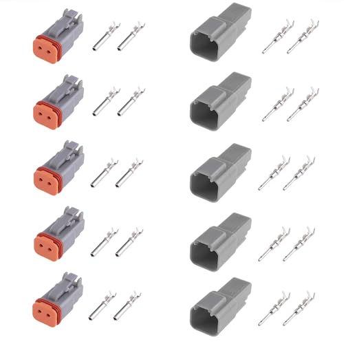 Deutsch DT 2 Pin Connector Kit Gray Waterproof Electrical Wire Connector 2pin Automotive Wire Connectors for Cars Motorcycles Truck Boat