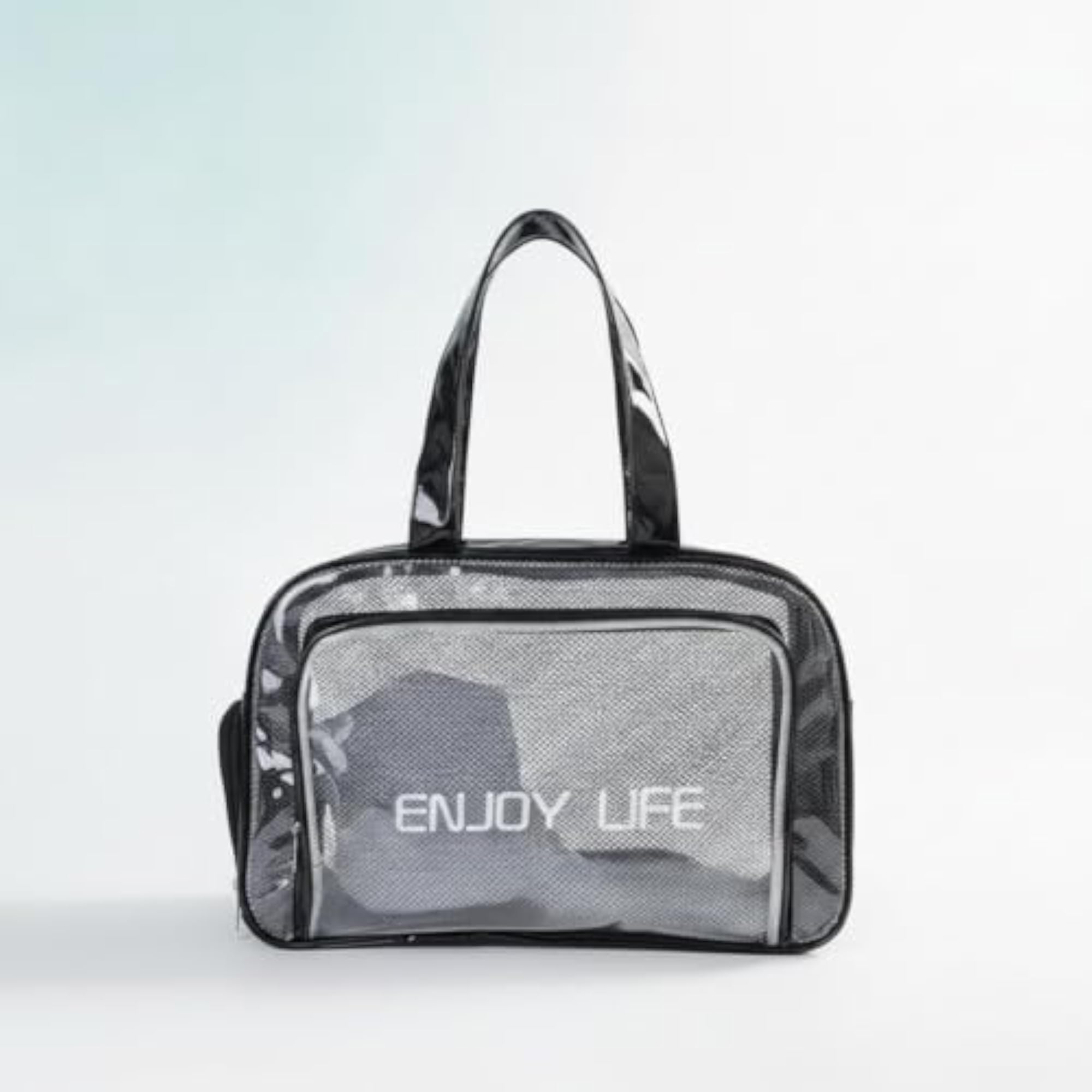 Clear Tote Bag with Side Mesh Pockets, Waterproof Utility Tote