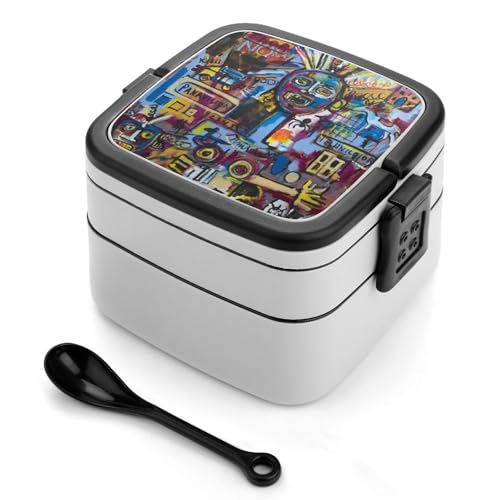 弁当箱 ジャン=ミシェル・バスキア ランチボックス 二段 お弁当箱 おべんとう箱 ランチケース 大人用 子供用 学生 仕事 通勤 1000ml