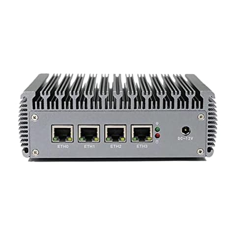 Firewall Mini PC with 2.5G Gigabit Lan, Firewall Micro Appliance Celeron J4125, 4 x I225 Gigabit Lan, Fanless Mini PC AES-NI, 12V, Wifi, HDMI, VGA, USB 3.0, 8GB RAM/256GB SSD Cover