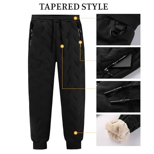 Men's Winter Fleece Pants Sherpa Lined Sweatpants Water Resistant Snow Thermal Pants Joggers Workout Running Sweatpants3