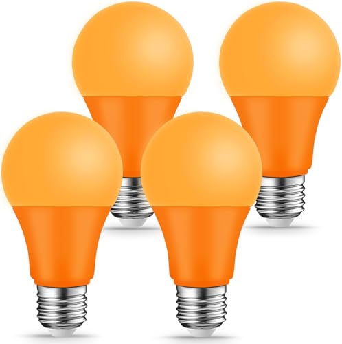 KQHBEN Orange Light Bulbs - [ 4 Pack ]- 9W60W Equivalent E26 Base LED Colored Light Bulb for Festivals Party Halloween Christmas Bar Events Home Decor