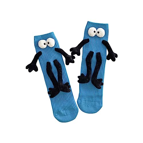 Karwuiio Boys Girls Funny Magnet Socks Holding Hands Soft Mid-Tube Socks for Toddlers and Kids