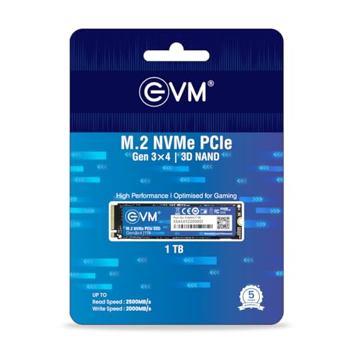 Image of EVM 1TB NVMe Gen 3x4 Internal SSD (2280) - Upto 3500MB /s Read & 2800MB /s Write | PCIe 3.0 M.2 Solid State Drive for Gaming, Laptops & Desktops | Shock Resistant & 5-Year Warranty (EVMNV /1TB)