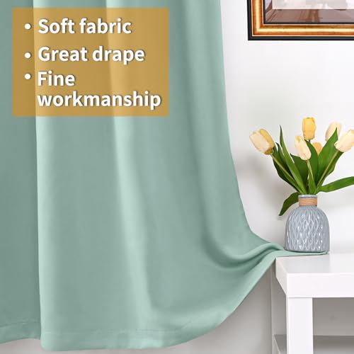 Image of YoungsTex Sage Green 100% Blackout Curtains for Bedroom 63 Inch Length 2 Panels, Heat Blocking Thermal Drapes with Grommet Insulated Darkening for Living Room, 38 X 63 Inch, 2 Panels