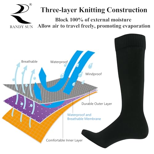 RANDY SUN Waterproof Skiing Socks, [SGS Certified] Unisex Knee High Breathable Hiking Trekking Sock 1 Pair3
