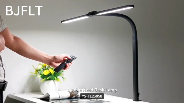 Image of LED Desk Lamp for Office Home,24W Double Head Architect Desk Lamp with Clamp,Remote Control,Ultra Bright Auto Dimming,Stepless Lighting,Flexible Gooseneck Dimming Table Light