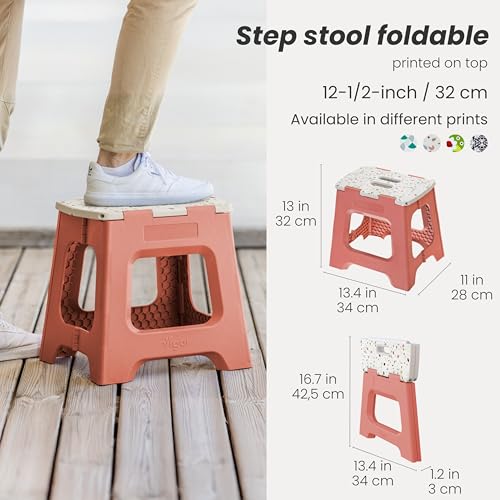 Image of Vigar Compact Step Stool Foldable, 12-1 /2-Inch, Terrazzo Top