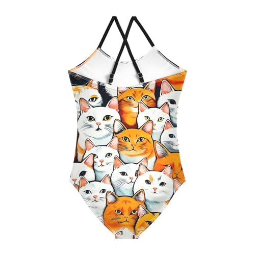 Cats Bathing Suits Kids Quick Dry Crossback Toddler One Piece Swimsuit 3T2