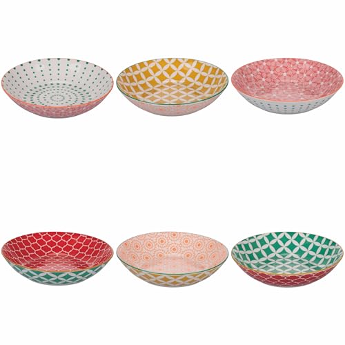 Set 6 Piatto fondo in porcellana, doppio decoro, Confusion in Colors