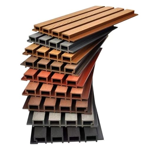 Paneles acústicos de listones de madera – Valla de jardín de privacidad para exteriores y rejilla decorativa de panel de pared para patio y patio trasero