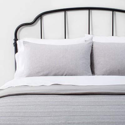 3pc King Textured Stripe Comforter & Sham Set Jet Gray - Hearth & Hand with Magn
