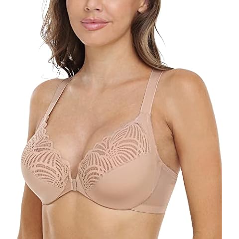 DotVol Women's Plus Size Front-Closure T-Back Bras Underwire Everyday Bra(Beige,44DD) Cover
