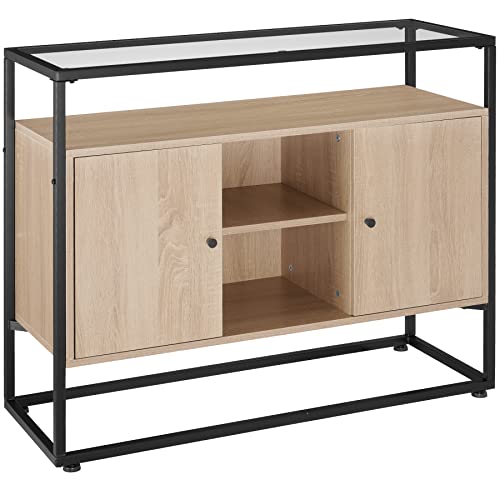 TecTake Buffet Oldham 100 x 38 x 80,5 cm Meuble de Salon Rangement - diverses Couleurs (Bois Clair Industriel)