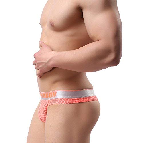 Musclemate Men's Thong Underwear, No Visible Lines.(M, Orange) #TOP3