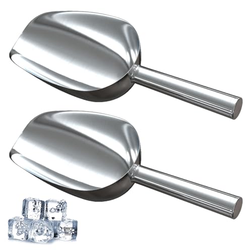 Image of 6 Ounces Ice Scoop for Freezer/Machine/Ice Bucket,2 PCS Metal Ice Scoop,8" Small Metal Scoop for Food Candy Tea Coffee Beans