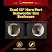 QPower Dual 12 Inch Horn Ported Subwoofer Box Enclosure, 5/8