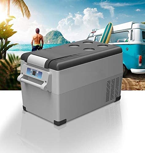 OREPKKQ Nevera para Coche Compresor de refrigerador portátil para coche, Mini refrigerador automático para camión, congelador doméstico, caja refrigeradora de doble núcleo para viaje, 35L