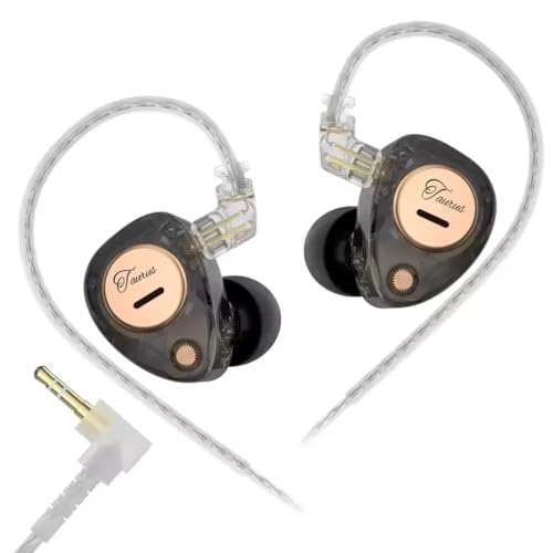 Image of KZ Taurus in-Ear Monitor Wired IEM, Dual 8mm Dynamic Drivers, Silver-Plated Detachable Cable, 2-Pin Detachable Design, Studio-Grade Hi-Fi Sound for Music, Gaming & Calls (No Mic, Black)