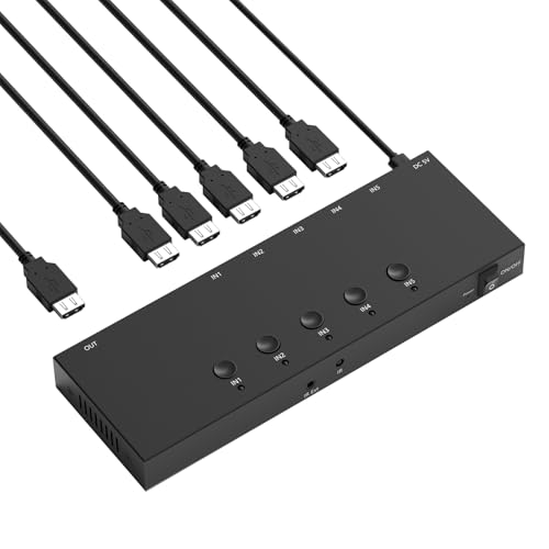 Image of 5 Way HDMI Switch 4k@60Hz HDMI Switcher 5 in 1 Out HDCP 2.0 Manual HDMI 2.0 Hub Supports 3D Compatible with Nintendo Switch /Switch OLED /Xbox / PS5 /4 /3 Blu-Ray Player Fire Stick Roku Apple TV Chromeca