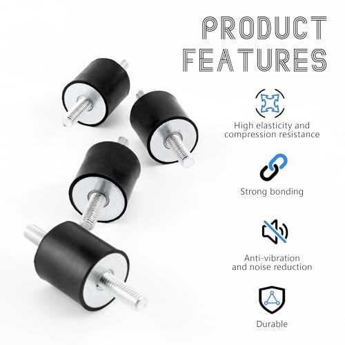4 Stück M8 Gummipuffer, Gummi Isolator Halterungen,Gummilager mit Schrauben für Luftkompressoren Dieselmotoren Benzinmotoren Wasserpumpen(30 x 30, M8 x 23)