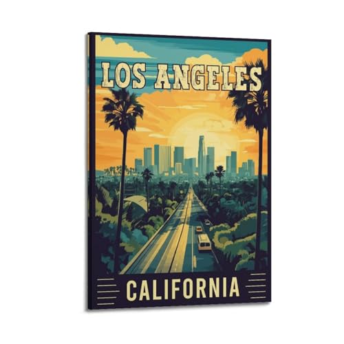 Poster Los Angeles coucher de soleil urbain cadre 40x60 cm