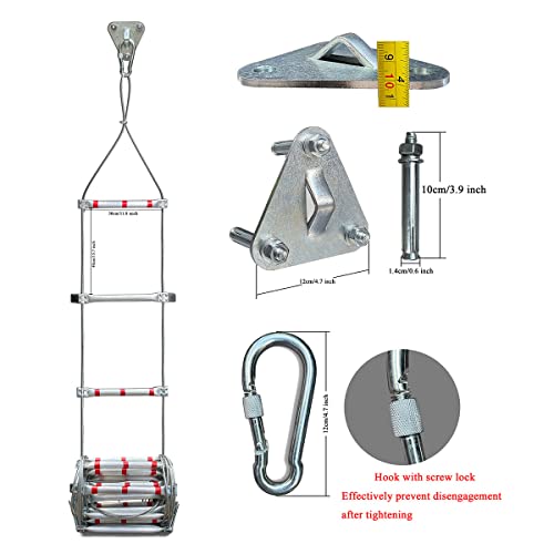 Toojun Fire Escape Ladder Adult Household Fire-Resistant High-Altitude Rescue Engineering Climbing Ladder Aluminum Alloy With Safety Harness,8M/26.2Ft #TOP3