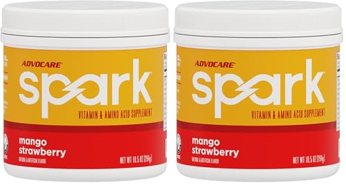 Image of AdvoCare Spark Vitamin & Amino Acid Supplement - Focus & Energy Drink Powder Mix with Vitamin A, B-6, C & E - Also Includes L-Carnitine & L-Tyrosine - Mango Strawberry - 42 Servings (Pack of 2)