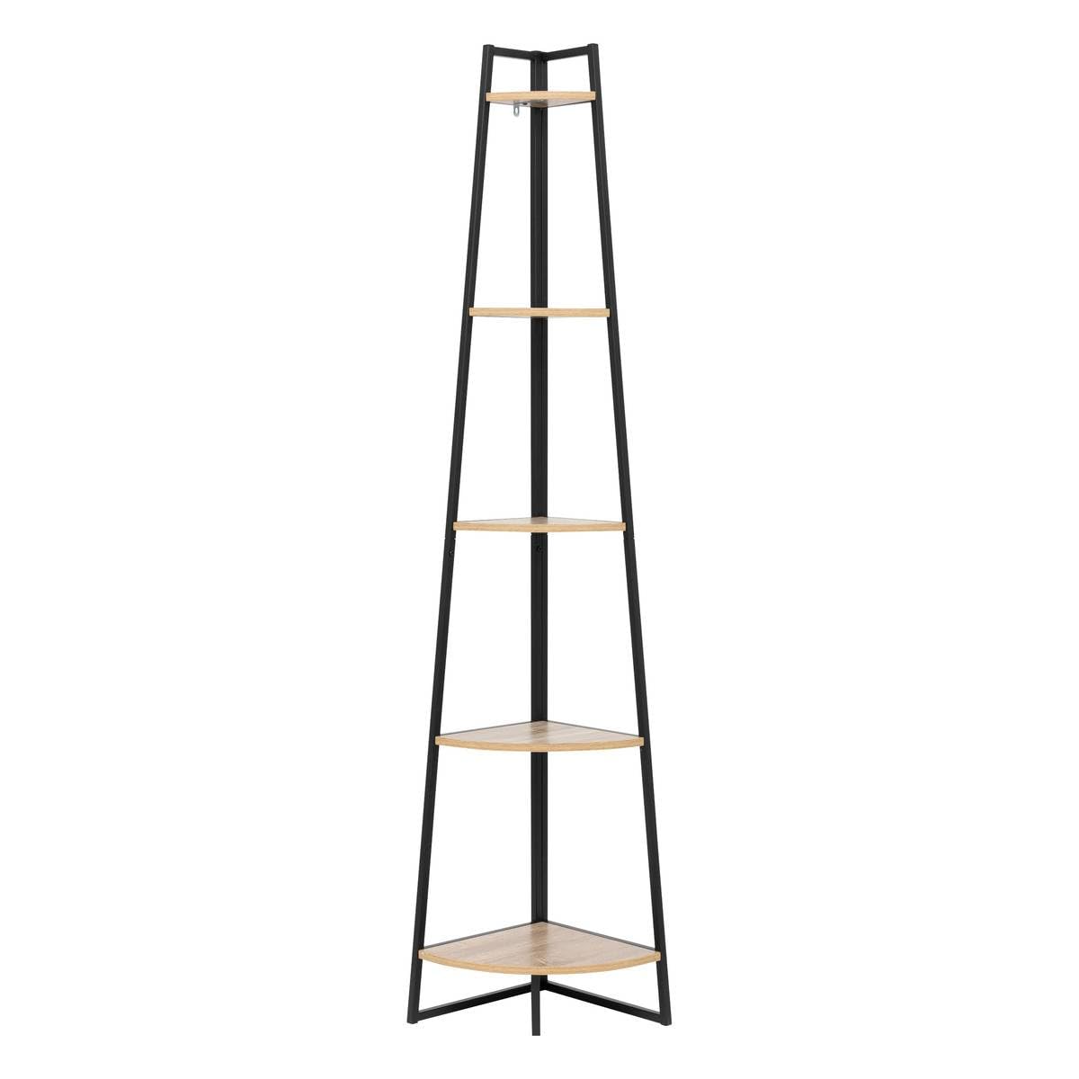 5 five simply smart 5five - Étagère d'angle Aliaj - Effet Bois et Métal - 5 Niveaux, H 180 cm - Meuble de Rangement pour Salon, Chambre, Bureau