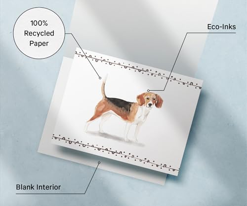 Image of Twigs Paper - Beagle Dog Note Cards - Set of 12 Blank Cards (5.5 x 4.25 Inch) with 12 Envelopes - 100% EcoFriendly Stationery - Made In USA