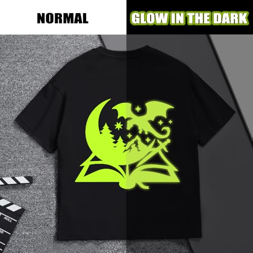 Image of HTVVETUR Glow in The Dark HTV Heat Transfer Vinyl Roll 12 Inch by 10 Feet Iron on DIY for T-Shirt PU Stretch Elastic HTV Vinyl (Dark in Glow Yellow, 10FT)