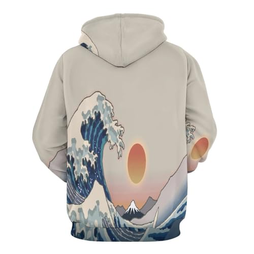 Sweat à capuche Hokusai avec impression 3D de surf et manches longues - 3