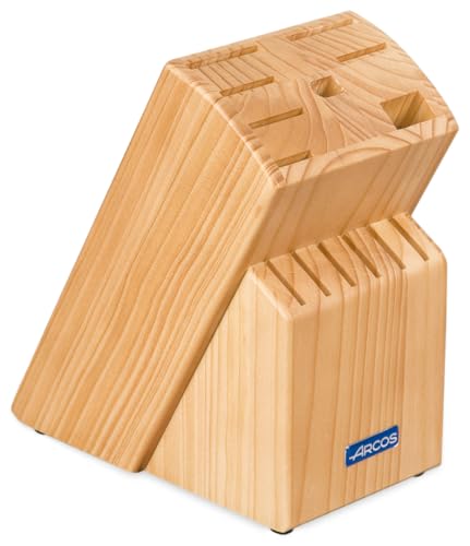 ARCOS Soporte de Madera para Cuchillos. Taco Universal Protector de Utensilios de Cocina. Bloque de Haya para Almacenaje Seguro. 240 x 210 x 140 Mm. Color Marrón
