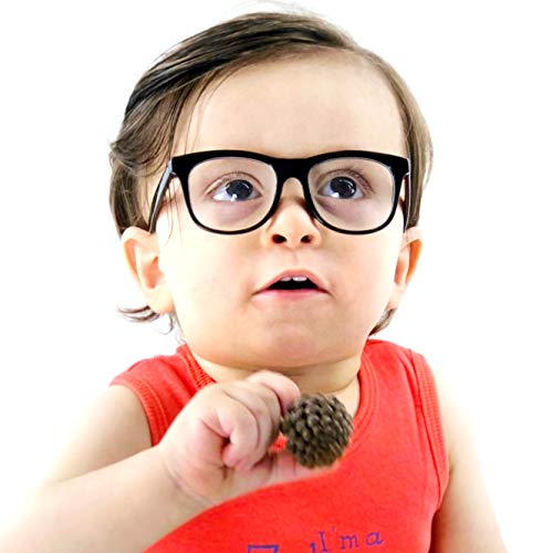 Kd210 Infant Baby Toddlers Age 0~24 Months 80s Hipster Costume Glasses Sunglasses (2-pack Black-clear+Black-clear, UV400)2