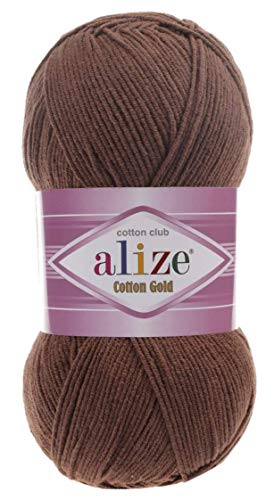 Image of 55% Cotton 45% Acrylic Alize Cotton Gold Yarn 1 Skein /Ball 100 gr 360 yds (493-Brown)