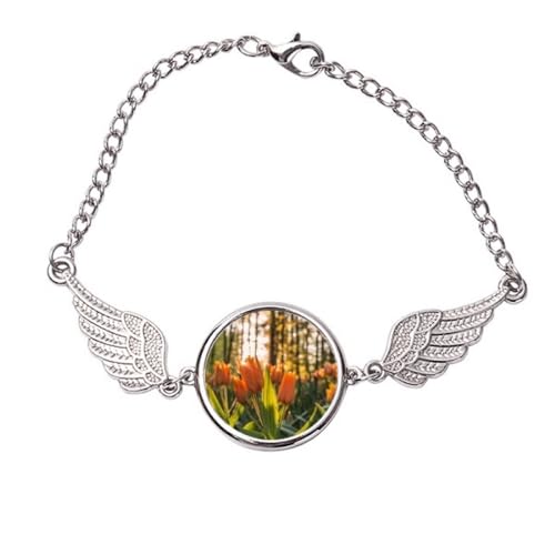 Bracelet ailes d'ange en métal taille M avec de superbes motifs floraux