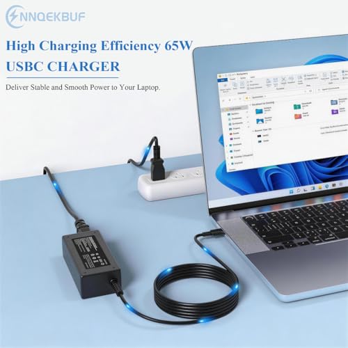 Image of Laptop Charger 65W USB C Power Adapter Compatible with Dell Chromebook 3100 3110 5190 5300 3300 3380 3400 3500 Latitude 5400 5420 5430 5440 5520 5530 5540 7340 7420 7430 7440 7480 7490 3340 3440 3540