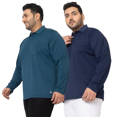 Image of YHA Polo Neck Full Sleeves Plus Size Men's Tshirts (Pack of 2)