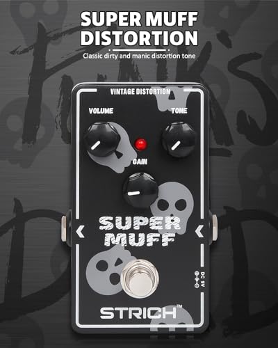 Image of STRICH Distortion Guitar Pedal, Morpher Distortion, Super Muff Analog, Tight, Classic Crunch 80s Metal, True Bypass for Electric Guitar, White and Black