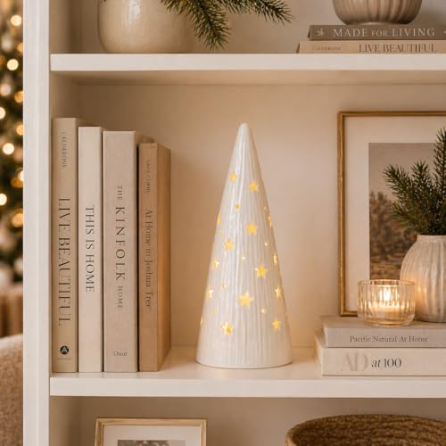 Arbre BO lumineux LED céramique décoration table veilleuse sans fil pile