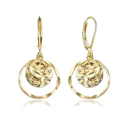 Orecchini Pendenti Oro Orecchini Lunghi Donna Pendenti Martellati Disco Orecchini Eleganti Donna Tondi Appesi Monete Orecchini Dorati Cerchio Gioielli Estivi ModaRegali per Madri, Mogli, Sorelle