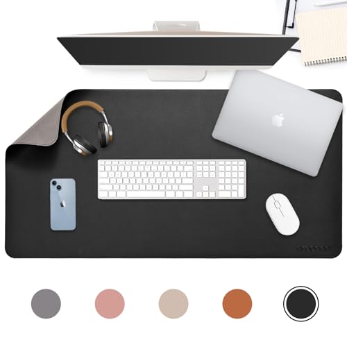 Image of AROPANA Anti-Slip Extended Mouse Pad, PU Vegan Leather Desk Mat, Computer Desk Table Protector Pad with Non-Slip Suede Base for Keyboard, Desktop, Laptop, Office (120x60CM, Black)