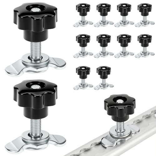 QWORK® 12 Piezas de Acoplamiento roscado M8x45 con Tornillo de Estrella para riel de sujeción - Accesorio Final Adecuado para un diámetro de Agujero de 20 mm